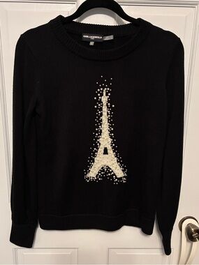 Karl Lagerfeld black knit sweater, size S.